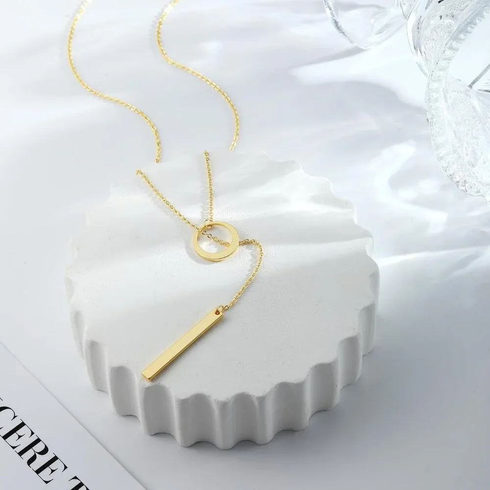 Long Gold Necklace for Women Dainty Layered Lariat 14K Gold Plated Y Shaped